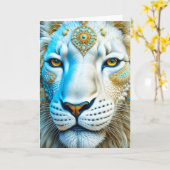 Majestic White and Gold Lion Blank Karte (Gelbe Blume)