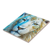 Majestic White and Gold Lion Fliese (Seite)