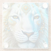 Majestic White and Gold Lion Glasuntersetzer (Rückseite)