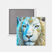Majestic White and Gold Lion Magnet (Vorderseite/Rückseite)