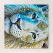 Majestic White and Gold Lion Puzzle (Horizontal)