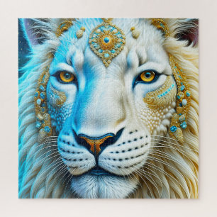 Majestic White and Gold Lion Puzzle