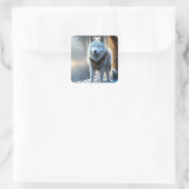 Majestic White Arctic Wolf Art Quadratischer Aufkleber (Tasche)