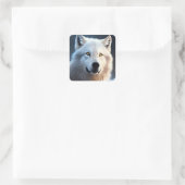 Majestic White Arctic Wolf Art Quadratischer Aufkleber (Tasche)