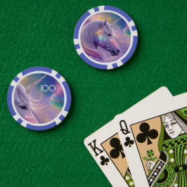 Majestic White Einicorn Rainbow Glitzer Glitzern Pokerchips