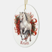 Majestic White Horse Kinder Weihnachten Keramik Ornament (Links)