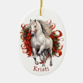 Majestic White Horse Kinder Weihnachten Keramik Ornament (Vorne)