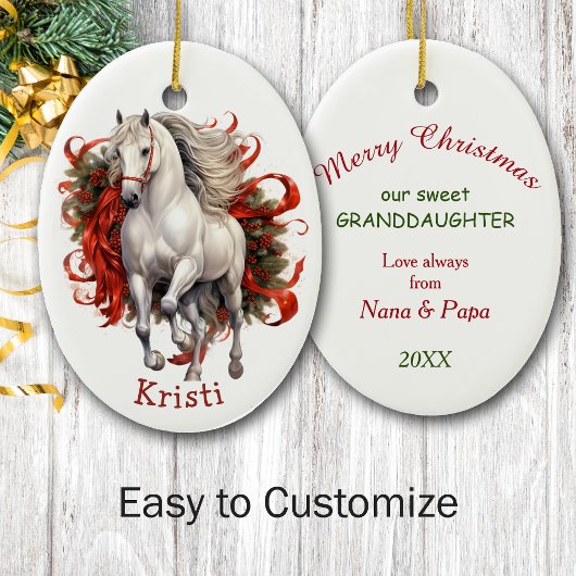 Majestic White Horse Kinder Weihnachten Keramik Ornament