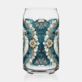 Majestic White Lion Aquamarin Blue Floral Mandala Dosenglas (Links)