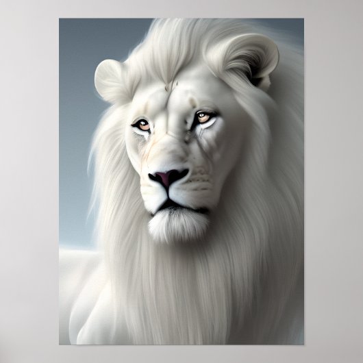 Majestic White Lion Art Poster (Vorne)