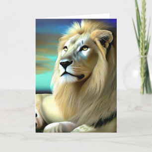 Majestic White Lion Ethereal Art Karte