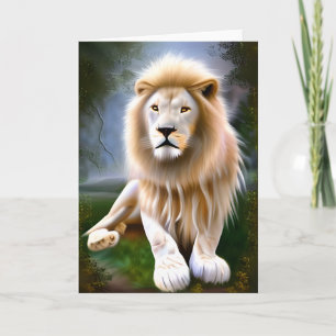 Majestic White Lion Ethereal Art Karte