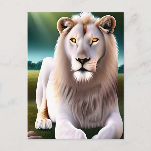 Majestic White Lion Golden Eyes Ethereal Art Postkarte (Vorderseite)
