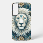 Majestic White Lion Head Aquamarin Blue Mandala Samsung Galaxy Hülle (Rückseite)