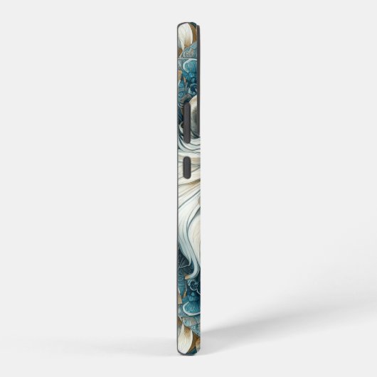 Majestic White Lion Head Aquamarin Blue Mandala Samsung Galaxy Hülle (Rechte Seite)