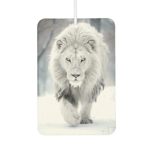 Majestic White Lion im Winter Wonderland Design Autolufterfrischer (Vorderseite)