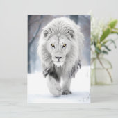 Majestic White Lion im Winter Wonderland Design Karte (Stehend Vorderseite)