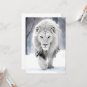 Majestic White Lion im Winter Wonderland Design Karte (Vorderseite/Rückseite Beispiel)