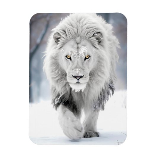 Majestic White Lion im Winter Wonderland Design Magnet (Vertikal)