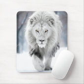 Majestic White Lion im Winter Wonderland Design Mousepad (Mit Mouse)