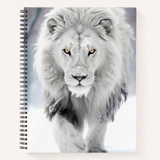 Majestic White Lion im Winter Wonderland Design Notizblock (Vorderseite)