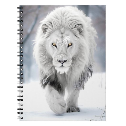 Majestic White Lion im Winter Wonderland Design Notizblock (Vorderseite)