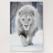 Majestic White Lion im Winter Wonderland Design Puzzle (Vertikal)