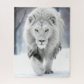 Majestic White Lion im Winter Wonderland Design Puzzle (Vertikal)