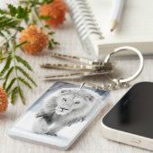 Majestic White Lion im Winter Wonderland Design Schlüsselanhänger (Vorderseite rechts)