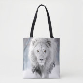 Majestic White Lion im Winter Wonderland Design Tasche (Vorderseite)