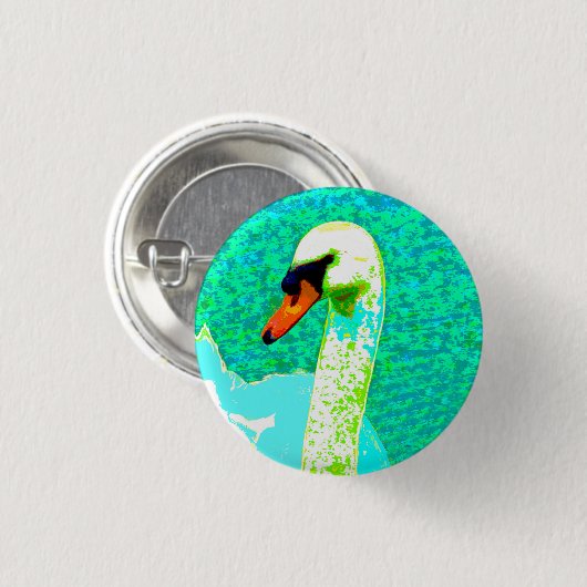 Majestic White Swan Head Button (Vorne & Hinten)