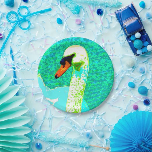 Majestic White Swan Head Pappteller (Party)