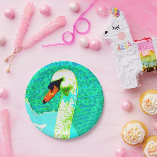 Majestic White Swan Head Pappteller (Party)