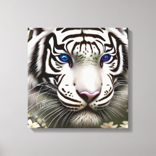 Majestic White Tiger Blue Eyes Art Leinwanddruck