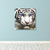 Majestic White Tiger Blue Eyes Art Leinwanddruck (Insitu (Holzboden))