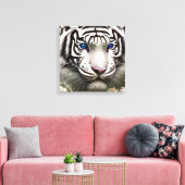 Majestic White Tiger Blue Eyes Art Leinwanddruck (Insitu (Wohnzimmer))