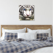 Majestic White Tiger Blue Eyes Art Leinwanddruck (Insitu (Schlafzimmer))