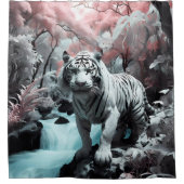Majestic White Tiger by Waterfall Bad Duschvorhang (Vorderseite)