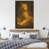 Majestic White Tiger Couple – Fine Art Canvas Leinwanddruck (Insitu (Schlafzimmer))
