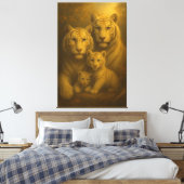 Majestic White Tiger Family – Fine Art Canvas Prin Leinwanddruck (Insitu (Schlafzimmer))