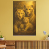 Majestic White Tiger Family – Fine Art Canvas Prin Leinwanddruck (Insitu (Wohnzimmer))