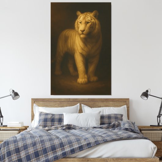 Majestic White Tiger – Fine Art Canvas Leinwanddruck (Insitu (Schlafzimmer))