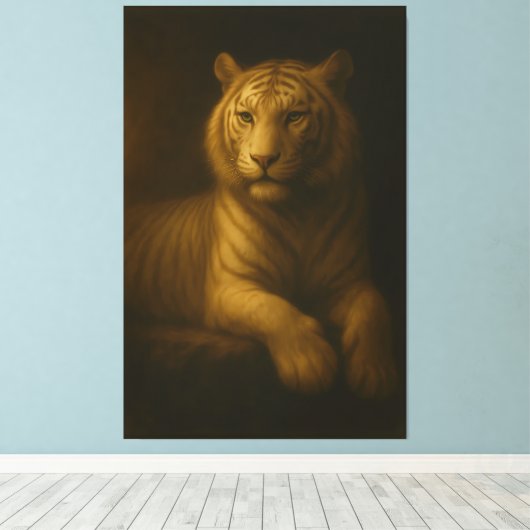 Majestic White Tiger – Fine Art Premium Canvas Leinwanddruck (Insitu (Holzboden))