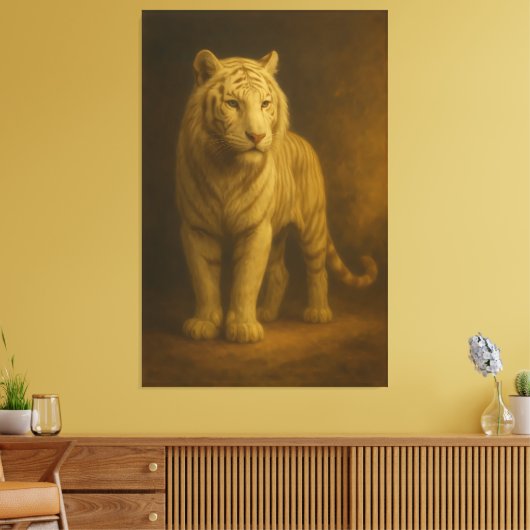 Majestic White Tiger – Fine Art Premium Canvas Leinwanddruck (Insitu (Wohnzimmer))