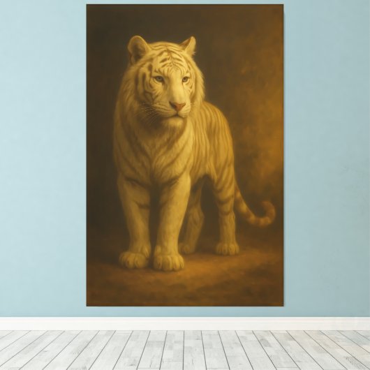 Majestic White Tiger – Fine Art Premium Canvas Leinwanddruck (Insitu (Holzboden))