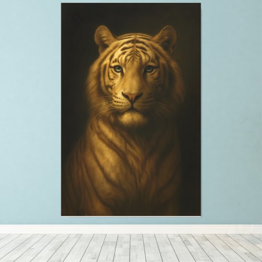 Majestic White Tiger – Fine Art Premium Canvas Leinwanddruck (Insitu (Holzboden))