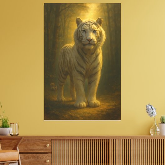 Majestic White Tiger – Fine Art Premium Canvas Leinwanddruck (Insitu (Wohnzimmer))