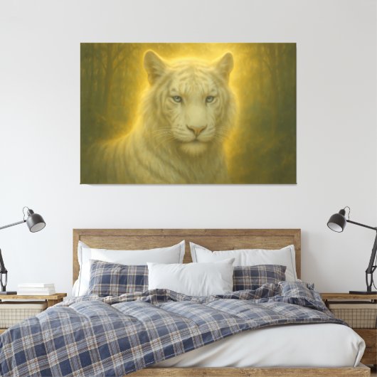 Majestic White Tiger – Fine Art Print Leinwanddruck (Insitu (Schlafzimmer))