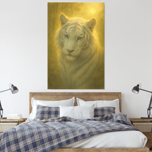 Majestic White Tiger – Fine Art Print Leinwanddruck (Insitu (Schlafzimmer))