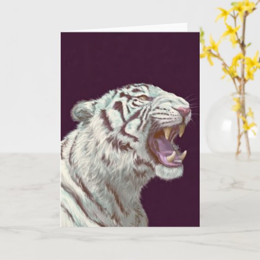 Majestic White Tiger – Greeting Card Karte (Gelbe Blume)
